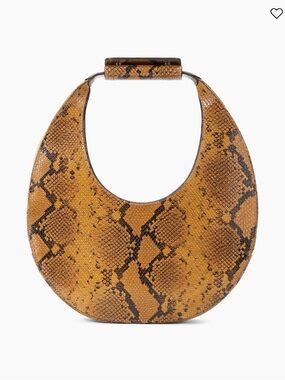 STAUD Moon Bag Brown Snake-Print Crescent Top Handle Bag